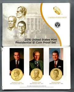 2016 U.S. Mint Presidential 1$ Dollar Coin Proof Set Complete With Box & COA - Picture 1 of 2