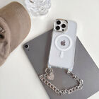 Simple Clear Magnetic With Chain Phone Case For Iphone 15 Pro Max 14Pro 13 12 11