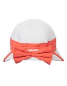 Gymboree White W/Coral Bow Folded Brim Hat NWT 6-12,12-24 Mos.2T-3T,4T-5T U PICK