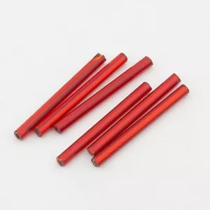 Vintage Czech Bugle Beads Straight Silver Lined Red 25mm 15g 10407004 - Bild 1 von 1