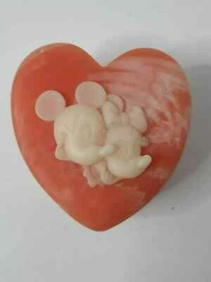 Minnie & Mickey Mouse Walt Disney Soap Stone Heart Shape Trinket Box Collectible - Image 1 of 4