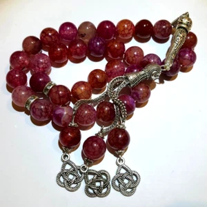 33 red agate stones Islamic rosary prayer Gemstones Natural Polished Jordan Pray - Picture 1 of 4