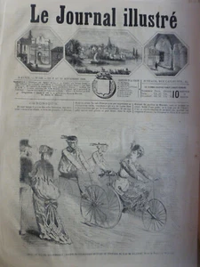 1868 BICYCLETTE VELOCIPEDE TRICYCLE COSTUME 2 JOURNAUX ANCIENS - Bild 1 von 2