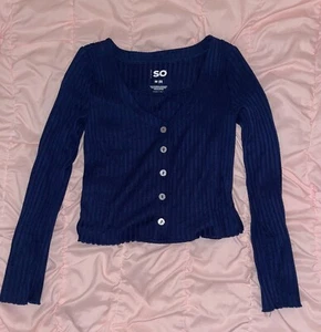 SO Girl's Long Sleeve Top And Cami Navy Blue Size M 8 - Picture 1 of 5