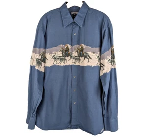 Panhandle Pearl Snap Western Shirt Mens XL Blue Cowboys Long Sleeve - Picture 1 of 6