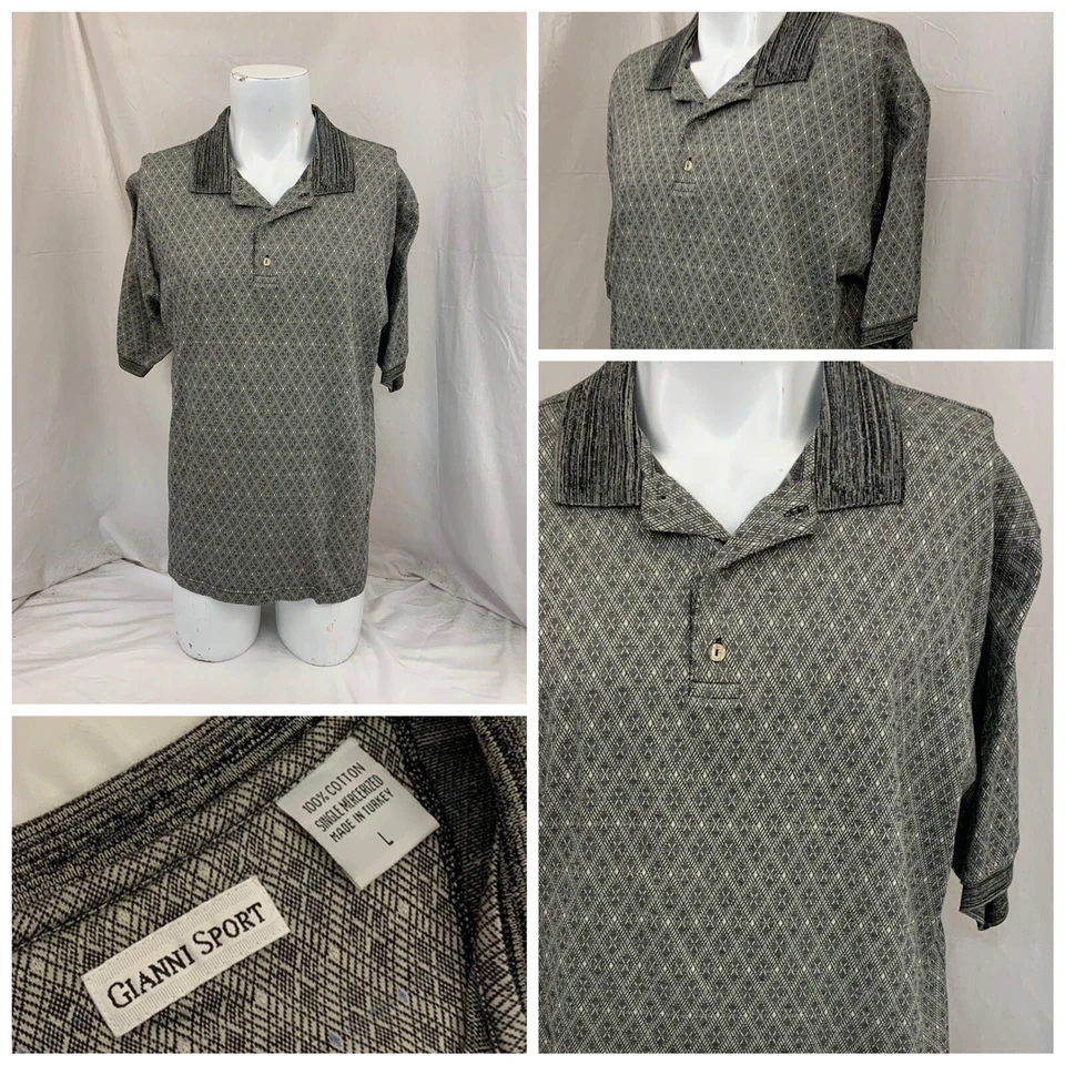 Polo Gianni Sport L Gris Argyle Algodón Hecho en Turquía Como Nuevo YGI R1-841 Foto 1 de 4