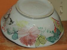 Chinese 8" Hand Painted Bowl Antique Qing 19th or earlier Lobed & Fo ID: 730