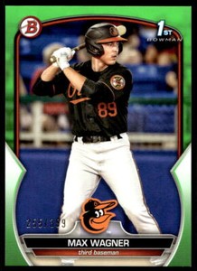 2023 1st Bowman Lime Green BP8 Max Wagner /399 Orioles Baseball Card
