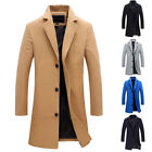 Men's Warm Formal Overcoat Trench Coats Jacket Solid Color Button Up Outwear #