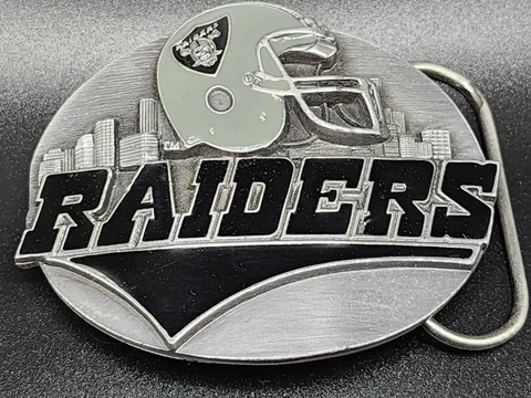 1991 NFL OAKLAND RAIDERS BELT BUCKLE PEWTER ENAMEL LIMITED ED. 1971/10,000 NIB Cover