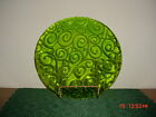 Olive "Green" Lrg Glass 12 5/8" Round Serving Platter/Raised Details/Unique!