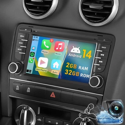 2+32GB Android 14 Für AUDI A3 8P 2003-2012 Autoradio Apple Carplay GPS Navi KAM+ - Bild 1 von 4