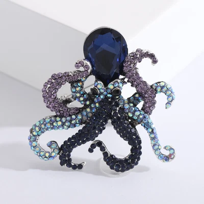 Sparkling Octopus Brooch – Rhinestone Ocean Animal Pin Beach Jewelry Unisex Gift - Image 1 of 4