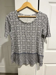 Camiseta J.Jill Pima Cuello Redondo Manga Codo Geométrica Talla Pequeña 100% Algodón Pima - Imagen 1 de 10