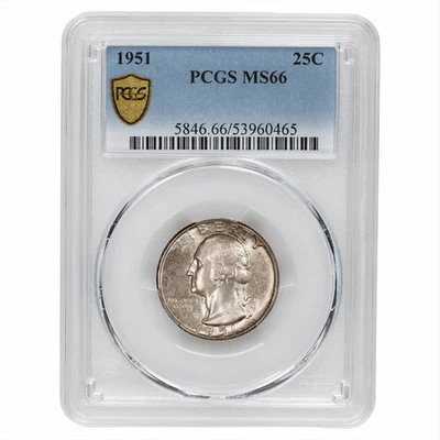 1951 Washington Quarter 25C PCGS MS 66 - Image 1 of 3