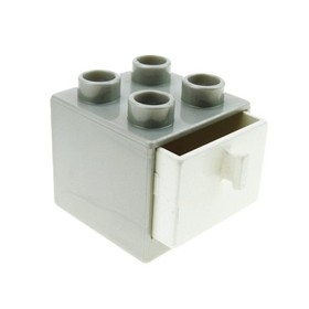 1x Lego Duplo Furniture Wardrobe 2x2x1 1/2 Perl Light Grey Drawer White 4891