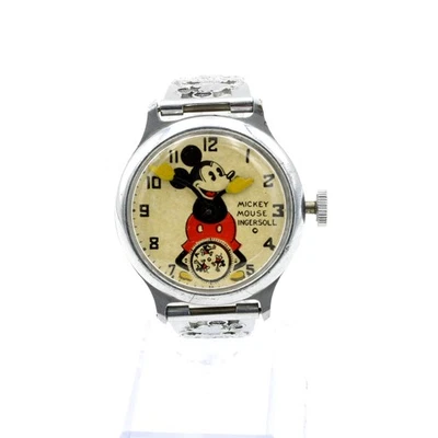 1930 Ingersoll Mickey Mouse relógio de pulso feminino tom prata 5,25 polegadas #WB3426-5 - Imagem 1 de 4