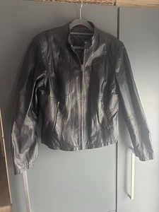 Next Genuine Leather Black Jacket Size 16 - Picture 1 of 10