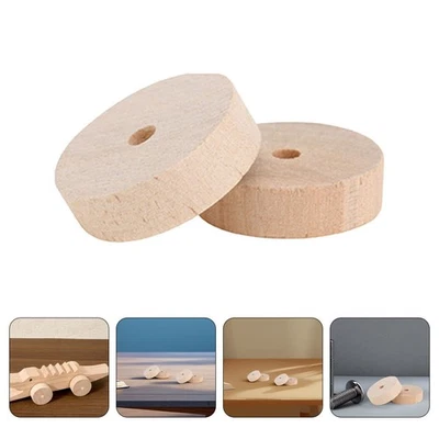 20 Pcs Wooden Rolling Wheel Toy Crafts Car Replacement - Image 1 of 4