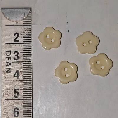 4 14mm Lemon Yellow Flower Shaped 2 Hole Plastic Buttons - Image 1 of 2