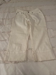 Pantalones capri Merona pierna recta marfil para mujer talla 8 con puños - Imagen 1 de 10
