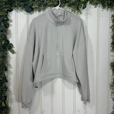 Pulôver cropped moletom 90 graus XL cinza meio zíper atletismo treino casual - Imagem 1 de 4