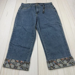 Roz & Ali Gr. 12 Damen Crop Capri Jeans bestickt verziertes Bündchen - Bild 1 von 9