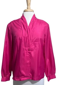 Blusa kimono LAUREN LEE DE COLECCIÓN AÑOS 80 para mujer 14 fucsia un botón profundo cuello en V - Imagen 1 de 7