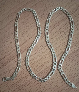 Vintage 925 Italien Italien Sterlingsilber 5,5 mm Figarokettenglied 24 1/4" Halskette - Bild 1 von 5