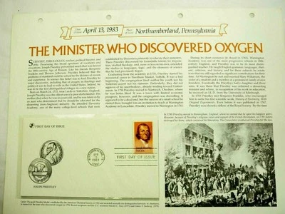Joseph Priestley with Story & Info Sheet,1st Day of Issue Apr 13,1983 - Image 1 of 4