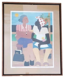 Framed Print Signed By Varnette P. Honeywood "Snuff Dippers" Black Artist 1982 - Picture 1 of 7