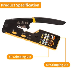 Network Tool Crimper Cutter Crimp Tool Kit with 50Pcs CAT6 Connectors - Picture 1 of 7