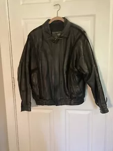 Black Leather Bomber Jacket Men’s Coat USA Medium 40 Suede LF Leather Factory - Picture 1 of 12