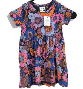 NEW Cotton-On Aubrey Pink/Black all over print Short Sleeve Floral Dress Size 2T - Picture 1 of 4