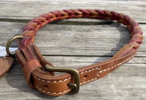 Weaver red & tan braided leather dog collar 27" - Picture 1 of 3