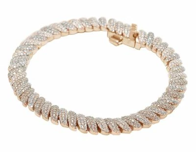 Brazalete de tenis de diamantes enchapado en oro amarillo de 14k de 3 quilates creado en laboratorio  Foto 1 de 4