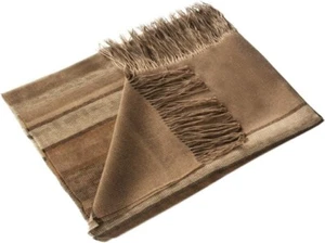 Weicher gestreifter Baby Alpaka und Seide Webschal Tuch Halstuch Stola, Damen, camel - Bild 1 von 3