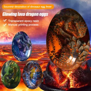 Kristall Lava Drache Ei Harz Skulptur oranmental Dinosaurier Ei Weihnachten Geschenke Dekor - Bild 1 von 23