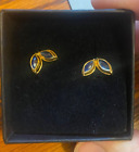 Tura Sugden Dual Marquis Sapphire & 18k Yellow Gold Stud Earrings