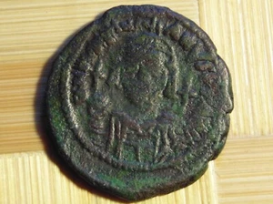 Justinian I, AE Half-Follis. Cyzicus. 527-565 n. Chr. Byzantinisch, Münze, antik, gereinigt, - Bild 1 von 5