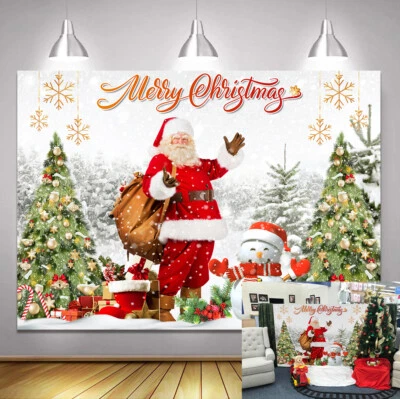 Buon Natale Babbo Natale Sfondo Pupazzo di Neve Campanella Decorazione Festa Natale