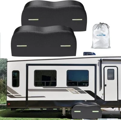 RV Tire Covers, Dual Wheel Cover Waterproof Anti-UV Black Dual Tire Covers RV - Image 1 of 4