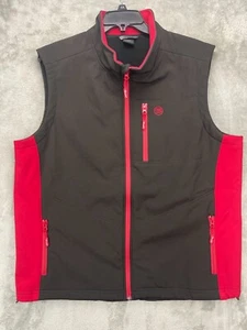 Wrangler Men's Soft Shell Fleece Vest Sz 2XLT Black Red Full Zip Pockets - Picture 1 of 10