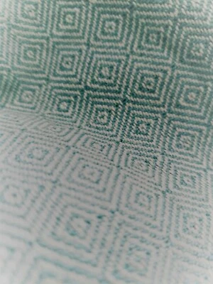 AQUA CREAM WOVEN HARLEQUIN REMNANT UPHOLSTERY  FABRIC - Image 1 of 3