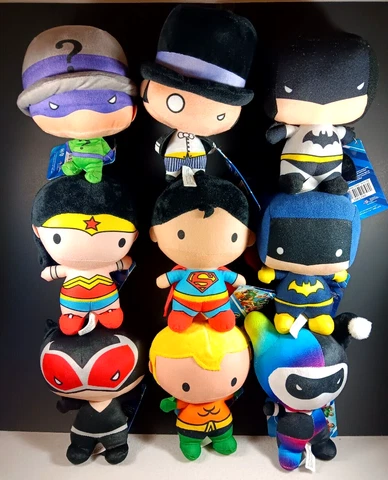 Justice League Chibi Set of 9 Stuffed Dolls Batman 7” Plush Rare DC Comics Cover