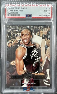 HOF Kobe Bryant 1996 Press Pass #13 SWISSSH SILVER SUBSET ROOKIE PSA 9 LAKERS MT