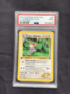 Pokemon: Gym Challenge 1st Edition Common: Lt. Surge's Rattata 85/132 PSA 9 - Picture 1 of 6