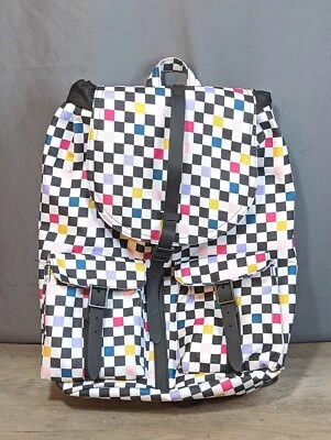 Checkered Drawstring Strap Cargo Two Pocket Backpack School Travel Book Bag - Image 1 of 4