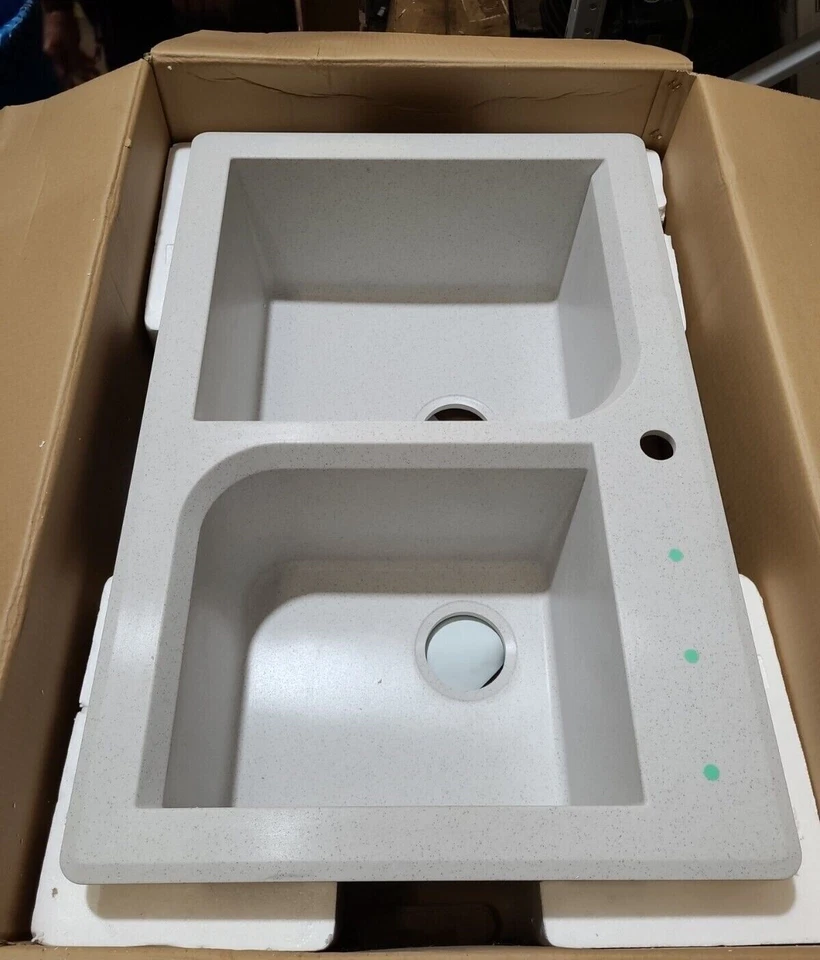 Swanstone QZ03322RC.075-2B 2-Hole Granite Kitchen Sink, 22" x 33", Bianca - Image 1 of 3