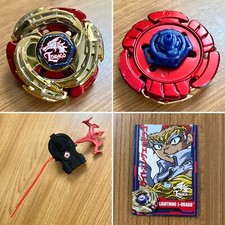 Gold Lightning L Drago 100HF Beyblade Hasbro Metal Fusion Launcher And Card